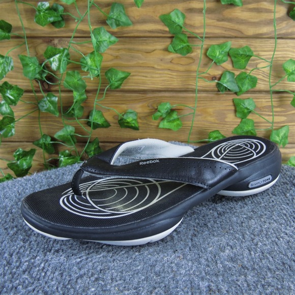 Reebok Women Simply Tone Flip Flop Black Synthetic Sz 10 Medium Gently Used 2025 - Picture 1 of 7